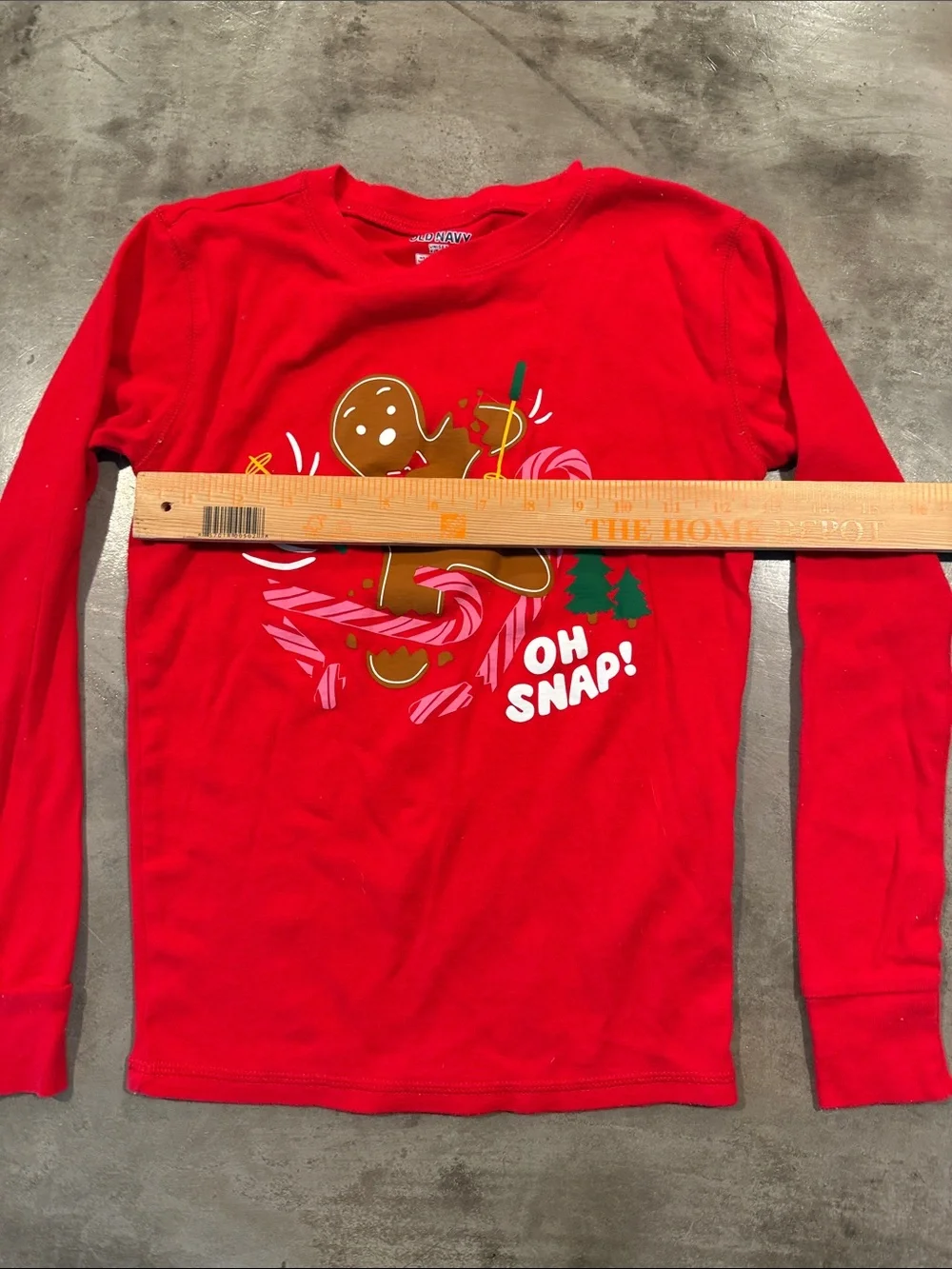 Old Navy Red & Pink Gingerbread 'Oh Snap!' Kids Holiday Pajama Set